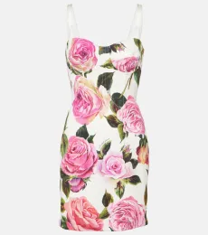 Robe en coton mélangé à fleurs Robe en coton mélangé à fleurs