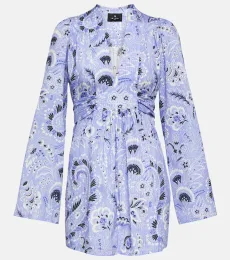 Robe en coton mélangé imprimée à col en V Robe en coton mélangé imprimée à col en V