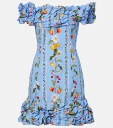 Robe imprimée à épaules dénudées Jardin en coton Robe imprimée à épaules dénudées Jardin en coton