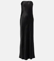 Robe longue bustier en satin