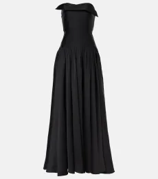 Robe longue bustier en soie mélangée Robe longue bustier en soie mélangée