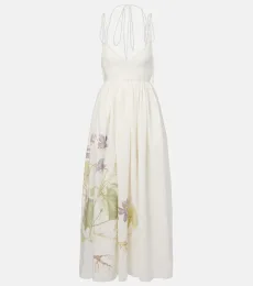 Robe longue en lin à fleurs Robe longue en lin à fleurs