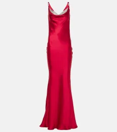 Robe longue en satin de soie Robe longue en satin de soie