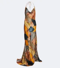Robe longue en soie à imprimé Robe longue en soie à imprimé