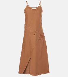Robe midi asymétrique en coton à logo Robe midi asymétrique en coton à logo