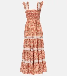 Robe midi Aubrie en coton à fleurs Robe midi Aubrie en coton à fleurs