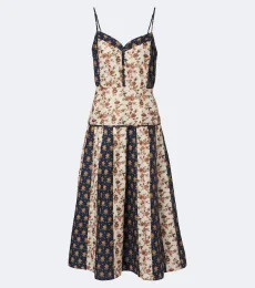 Robe midi en coton et soie à fleurs Robe midi en coton et soie à fleurs