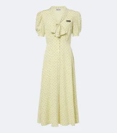 Robe midi en soie à pois