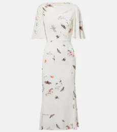 Robe midi imprimée en crêpe Robe midi imprimée en crêpe