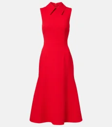 Robe midi Leontine en crêpe de laine Robe midi Leontine en crêpe de laine