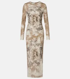 Robe midi Médaillon en coton mélangé Robe midi Médaillon en coton mélangé