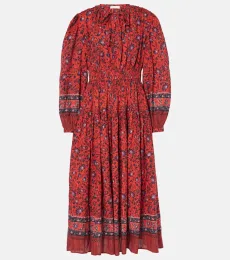 Robe midi Mona en coton mélangé à fleurs Robe midi Mona en coton mélangé à fleurs