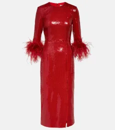 Robe midi Nika à sequins et plumes Robe midi Nika à sequins et plumes