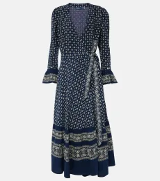 Robe portefeuille en coton à fleurs