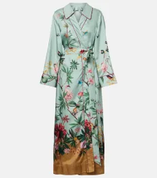 Robe portefeuille Midnight en soie à fleurs