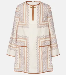 Robe tunique imprimé en lin Robe tunique imprimé en lin