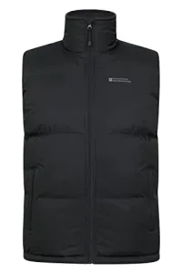 Rock Mens Padded Gilet – Warm, Cosy & Waterproof Body Warmer with Fleece Lined Collar, Adjustable Hem - For Autumn, Hiking, Camping & Outdoors Black 2XL