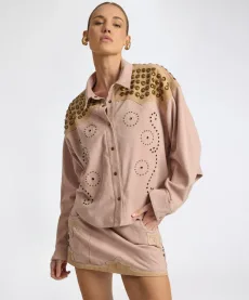 Rodeo Renegade Studded Embroidered Crop Suede Jack - Dusty Pink, MED Rodeo Renegade Studded Embroidered Crop Suede Jack - Dusty Pink, MED
