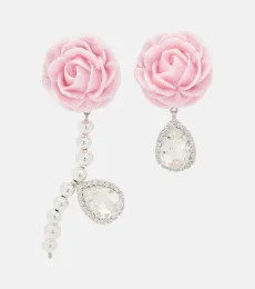 Rose embellished drop earrings