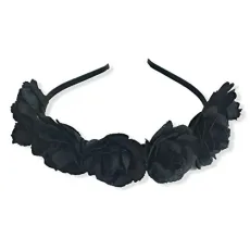 Rose Garland on Headband Women Girls Crown Halloween Sugar Skull Velvet Fabric Alice Band (Black) Rose Garland on Headband Women Girls Crown Halloween Sugar Skull Velvet Fabric Alice Band (Black)
