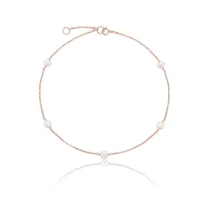 Rose Gold Five Pearl Anklet Rose Gold Five Pearl Anklet