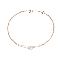 Rose Gold Layered Large and Small Pearl Anklet Rose Gold Layered Large and Small Pearl Anklet