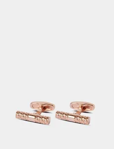 Rose Gold Quilted Bar Cufflinks Rhodium Plain Men's Rose Gold Quilted Bar Cufflinks Rhodium Plain Men's