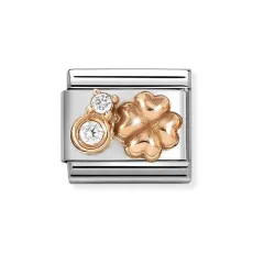Rose Gold White Rounded Clover Charm Rose Gold White Rounded Clover Charm