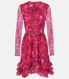 Rose Mania silk georgette minidress