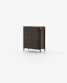ROSIE Tallboy Chest of Drawers Smoked Eucalyptus Veneer Matte ROSIE Tallboy Chest of Drawers Smoked Eucalyptus Veneer Matte