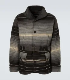 RRL Striped wool and cotton jacquard coat