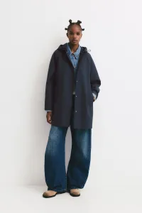 Rubberised Water-Resistant Raincoat - Navy
