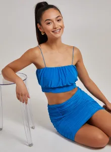 Ruched Slinky Cami Top Blue Ruched Slinky Cami Top Blue