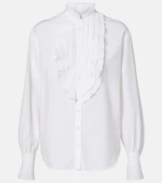 Ruffled cotton and silk blouse