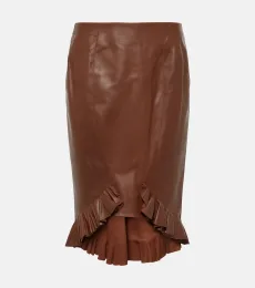 Ruffled leather midi skirt Ruffled leather midi skirt