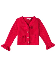 Ruffled ribbed-knit cardigan Ruffled ribbed-knit cardigan