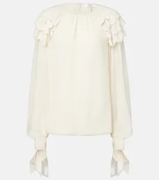 Ruffled silk blouse