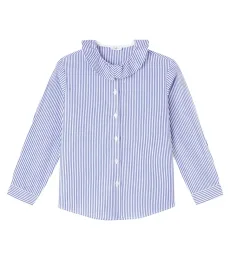 Ruffled striped cotton poplin shirt Ruffled striped cotton poplin shirt