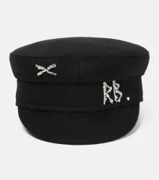 Ruslan Baginskiy Embellished wool baker boy cap Ruslan Baginskiy Embellished wool baker boy cap