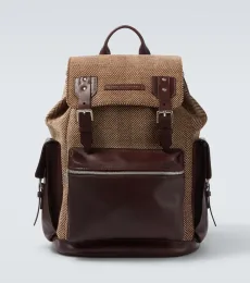 Sac à dos à chevrons avec finitions en cuir Sac à dos à chevrons avec finitions en cuir
