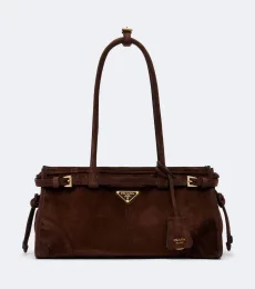 Sac porté épaule Prada Bonnie Medium en daim Sac porté épaule Prada Bonnie Medium en daim