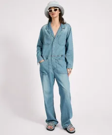 Safari Oversized Boiler Denim Jumpsuit - Used Blue, SML Safari Oversized Boiler Denim Jumpsuit - Used Blue, SML