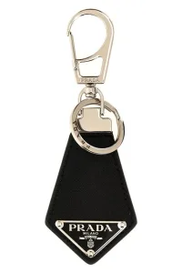 Saffiano logo keyring Black Size U