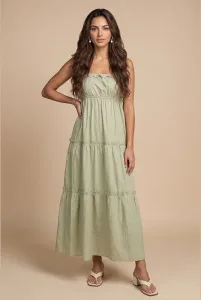 Sage Ruched Tiered Maxi Dress 14 Sage Ruched Tiered Maxi Dress 14