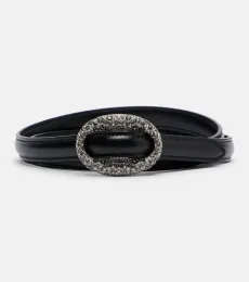 Saint Laurent Crystal-embellished leather belt Saint Laurent Crystal-embellished leather belt