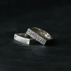 Sand Cast Silver Rectangle Signet Ring Sand Cast Silver Rectangle Signet Ring