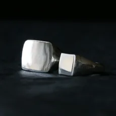 Sand Cast Silver Square Signet Ring Sand Cast Silver Square Signet Ring