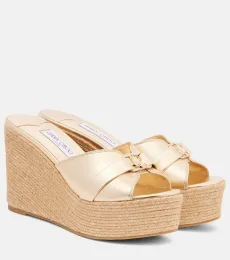 Sandales compensées Leda 100 en cuir Sandales compensées Leda 100 en cuir
