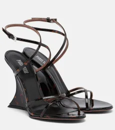 Sandales compensées Nina en cuir verni Sandales compensées Nina en cuir verni