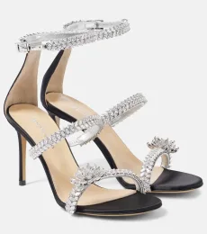 Sandales Crystal Flower en satin à ornements Sandales Crystal Flower en satin à ornements